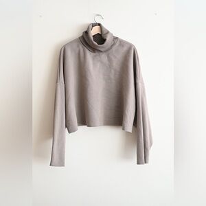 Oak + Fort Cropped Cowlneck Pullover | Minimalist Neutral | L